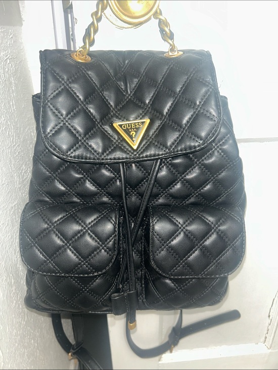 Guess Handbags - “REASONABLE OFFERS ONLY” Guess Black Quilted Backpack-Gold-Tone Accents 🥰